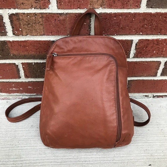 tignanello brown leather backpack